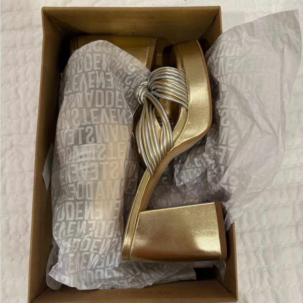 Steve Madden Gold and Silver Platform Heels - Picture 4 of 5